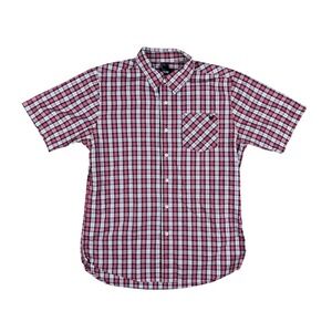 Zoo York Men's Plaid Short Sleeve Shirt Red Black White Size L Skater Streetwear